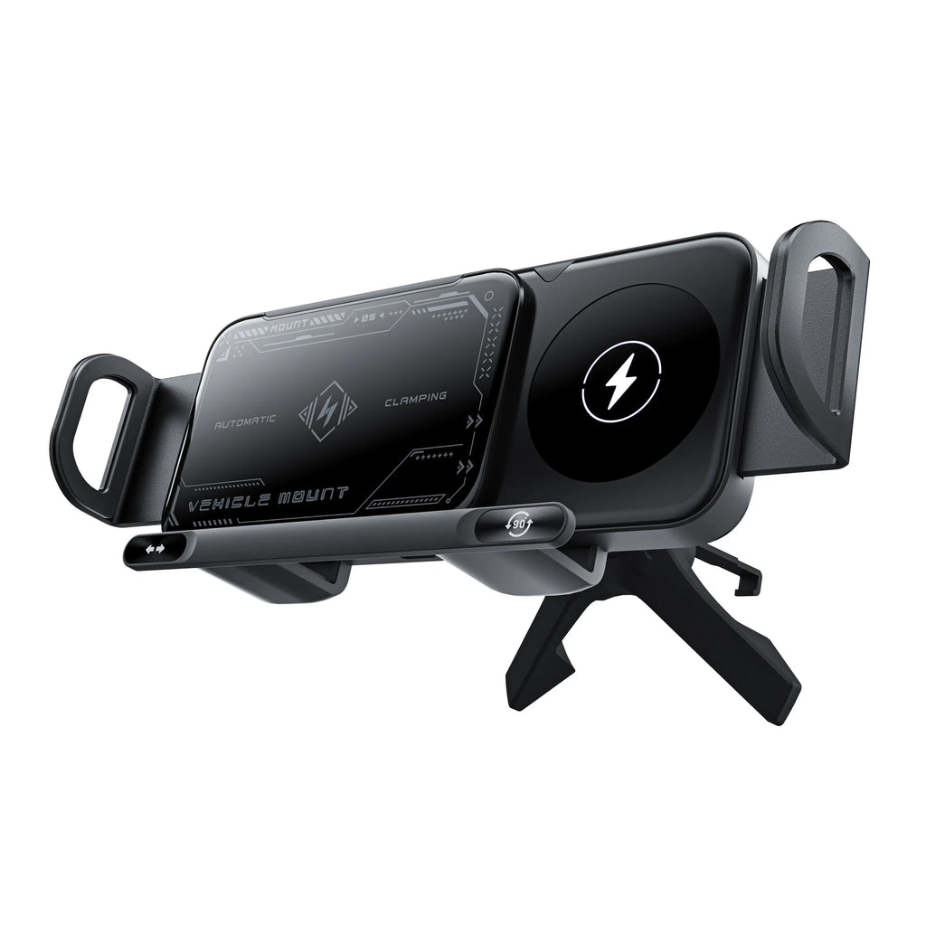 Foldable Phone Holder Car Wireless Charging Phone Mount Universal Phone Holder Intelligent Induction Electric Rotation Charger