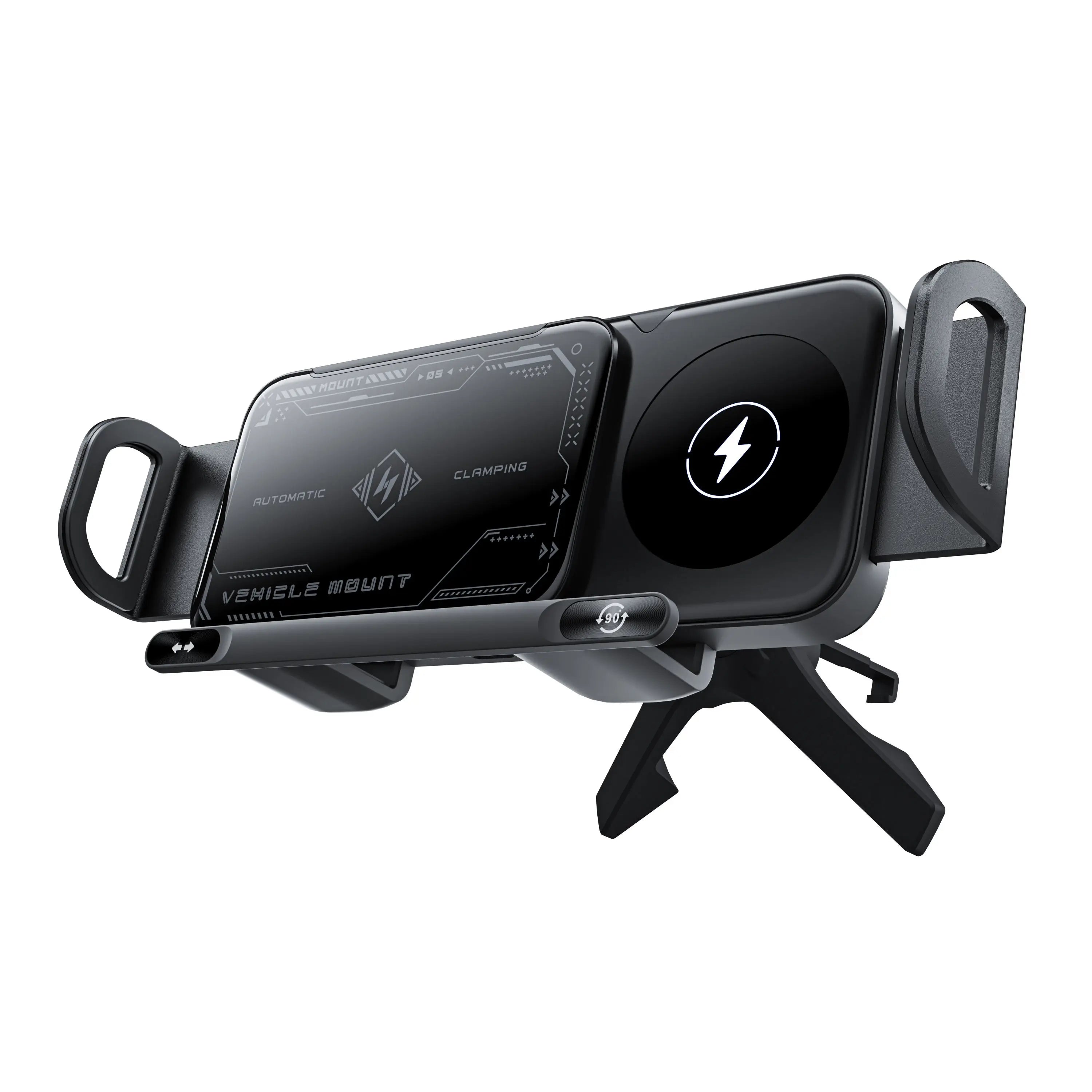 Foldable Phone Holder Car Wireless Charging Phone Mount Universal Phone Holder Intelligent Induction Electric Rotation Charger