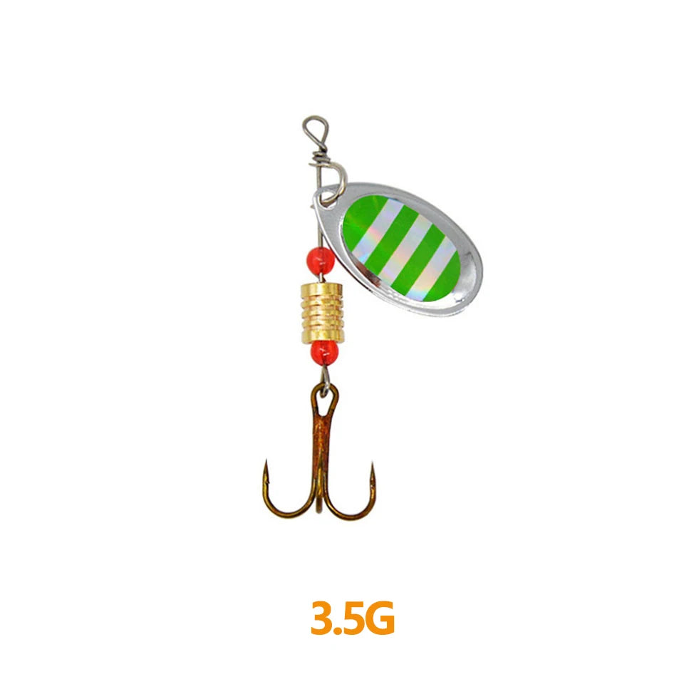 1Pcs 3G 3.5G 4.5G Spinner Lures Rotating Spinners Spoon Hard Bait Pike Metal With Treble Hooks Fishing Lure Pesca Tackle