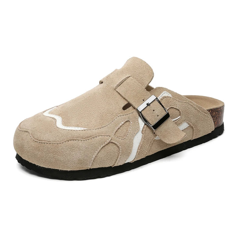 Half Shoes for Men Women Couple Mules Loafers Slippers Open-back Casual Shoes Backless Slides Sandal Platform Slip On Flats