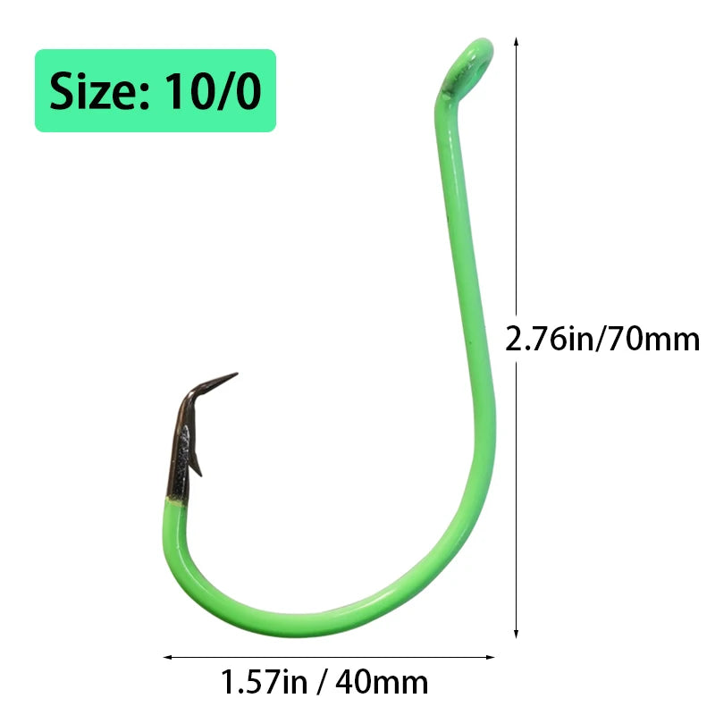 20PCS Circle Luminous Hooks Fishing Hooks Octopus Offset Fish Catfish Bulk Fishing Gear Equipment Hooks Set Saltwater Freshwater