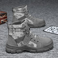 Mens Camouflage High Top Work Boots Comfortable Sneakers Outdoor Hiking Shoes Thick Sole Non-Slip Durable Lace-Up Platform Boots