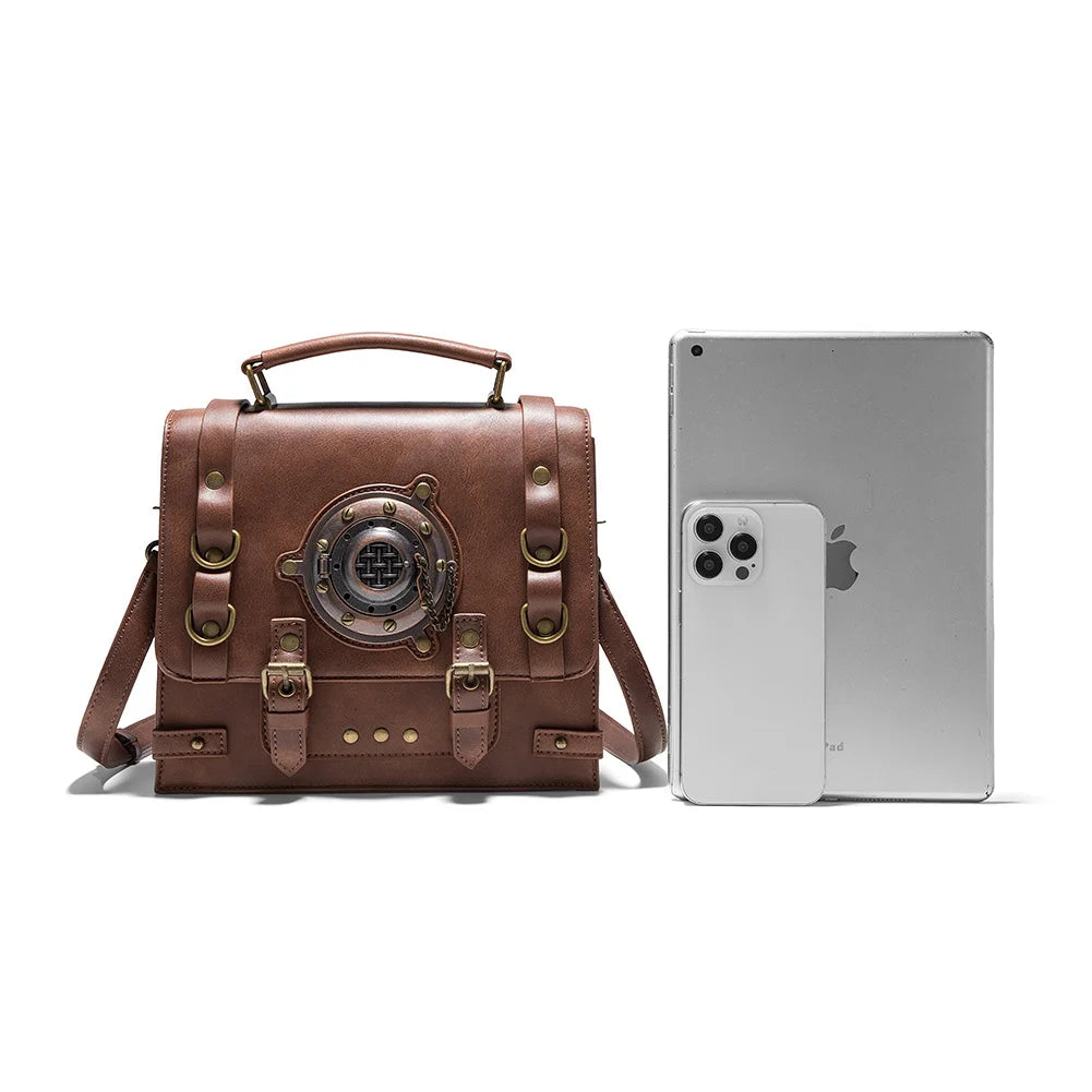 Steampunk handbag for women, European and American retro style PU leather, women's single shoulder diagonal cross bag, creative
