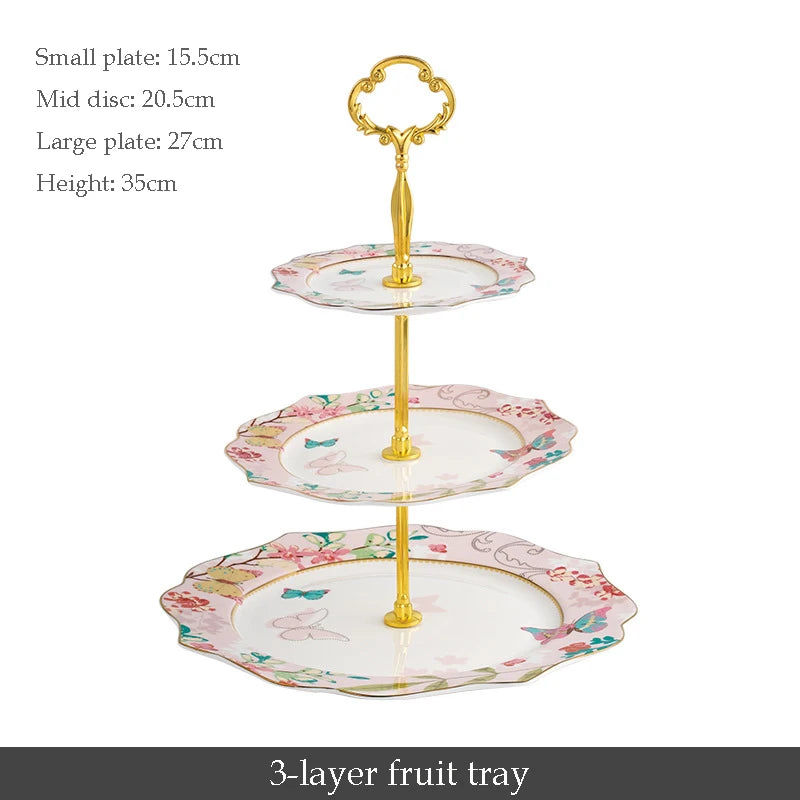 Ceramic Plate Set Glazes Party Flora Tableware Set Porcelain Breakfast Dessert Plates Dishes Noodle Bowl Coffee Cup Home Decor