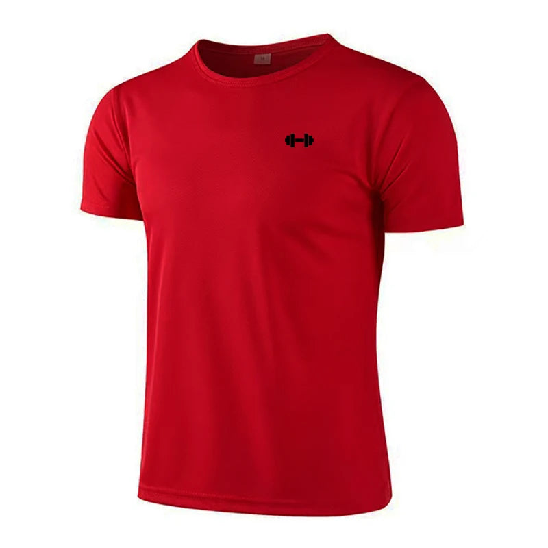 Mens Casual Running T-Shirts Summer Breathable Mesh Quick Dry Shirts Fitness Short Sleeve Sportswear Gym Bodybuilding Clothing