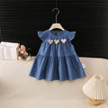 Kids Clothes Summer Girls Dress Denim Thin Sundress Sweet Sleeveless Heart Dresses Outdoor Children Clothing