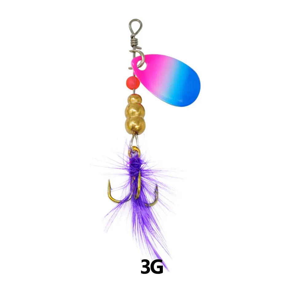 1Pcs 3G 3.5G 4.5G Spinner Lures Rotating Spinners Spoon Hard Bait Pike Metal With Treble Hooks Fishing Lure Pesca Tackle