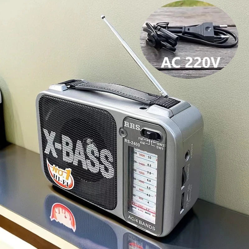 Portable Retro Radio High Sensitivity FM AM SW1-2 Radios Recevier with Retractable Antenna 3.5mm Headphones Jack Support AC 220V