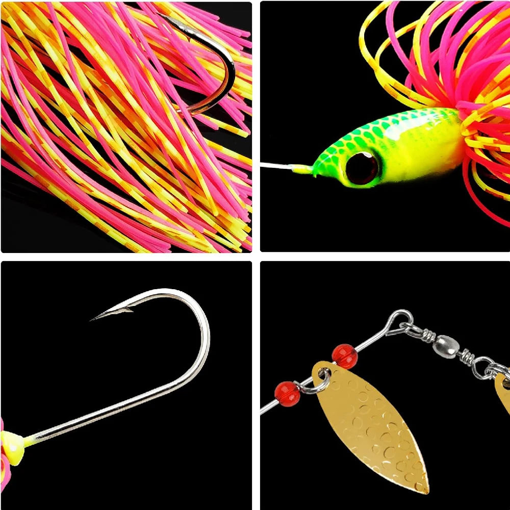 6pcs Spinnerbait Fishing Lures Buzzbait Spinners Baits Kit Swimbait Jigs for Bass Pike Trout Salmon Freshwater Saltwater Fishing