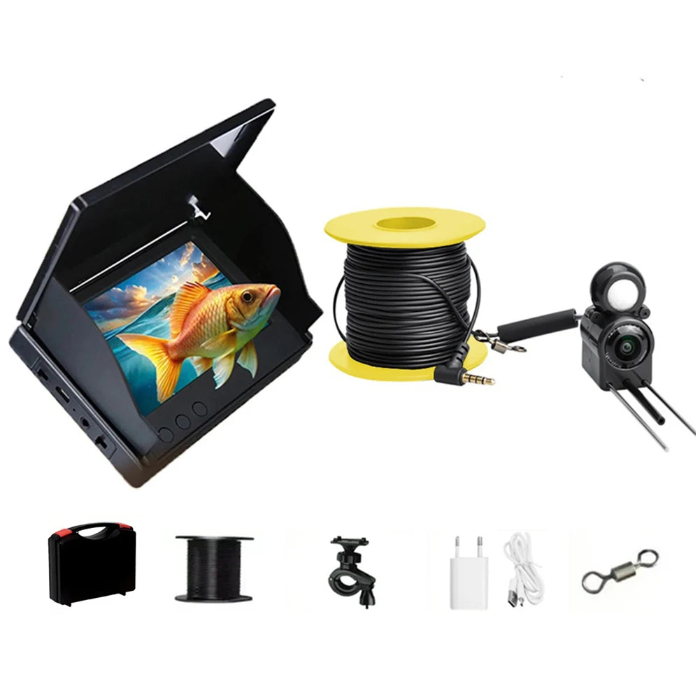 Portable Fish Depth Finder Water Handheld 1080P 4.3 Inch LCD Video Fish Finder Underwater 220° Fishing Camera With Night Vision