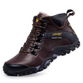 Mens Hiking Boots Leather Comfort Outdoor Anti Slip Trekking Shoes Super Warm Winter High Top Lace Up Casual Snow Boots for Men