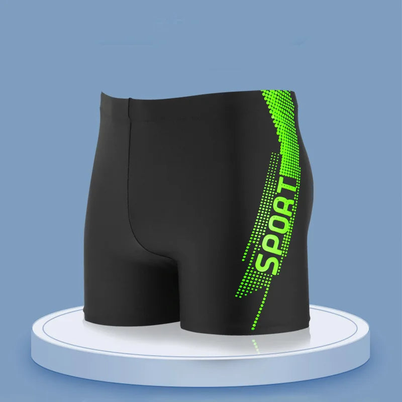 Men's High Waist Swim Trunks Quick Dry Swimming Shorts Soft Breathable Beach Wear for Bathing Hot Spring Slim Fit Swimwear