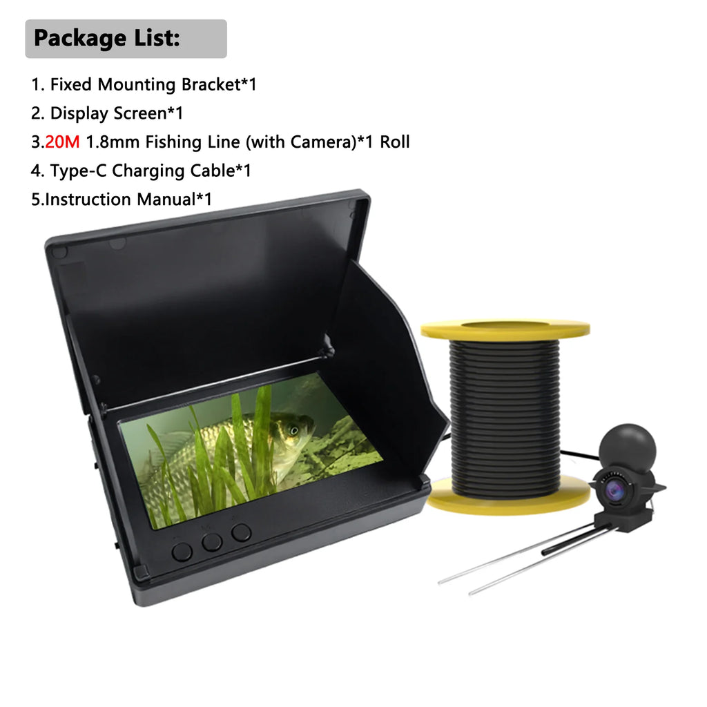 Dodosee Handheld 1080P 4.3'' LCD Fish Finder Portable Fish Depth Finder Water Underwater 220° Fishing Camera With Night Vision