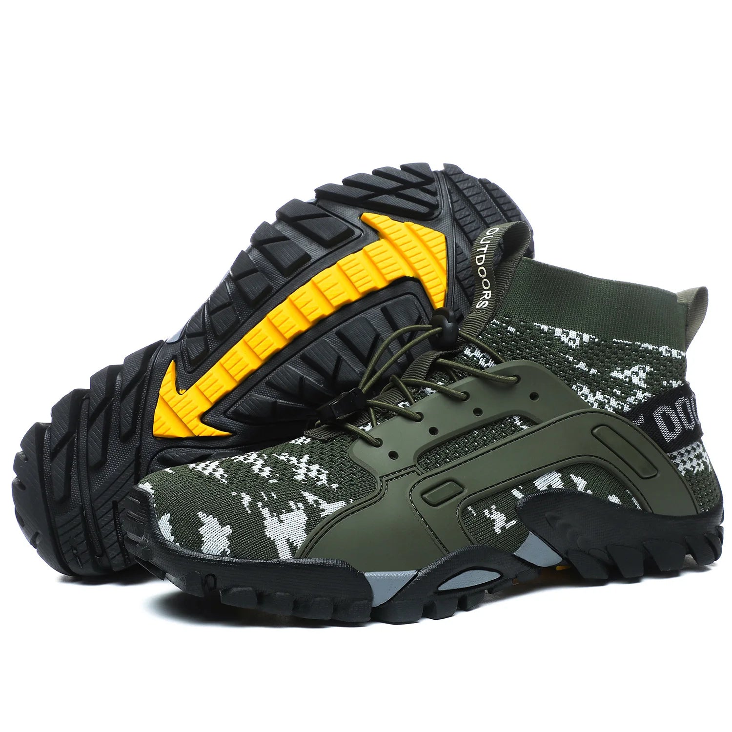 Men's Wading Sneakers High-Top Lightweight Slip Resistant Hiking Shoes Outdoor Breathable Mesh Ankle Boots Male Fishing Footwear