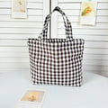 Portable Women's Bento Handbags Simple Plaid Ladies Small Tote Purse Shoulder Bags Retro Female Cloth Reusable Shopping Bag