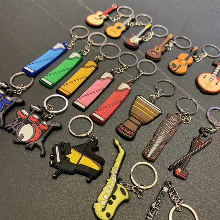 New Musical Instrument Silicone Guitar Pvc Soft Keychain Cartoon Small Gift Pendant K5156