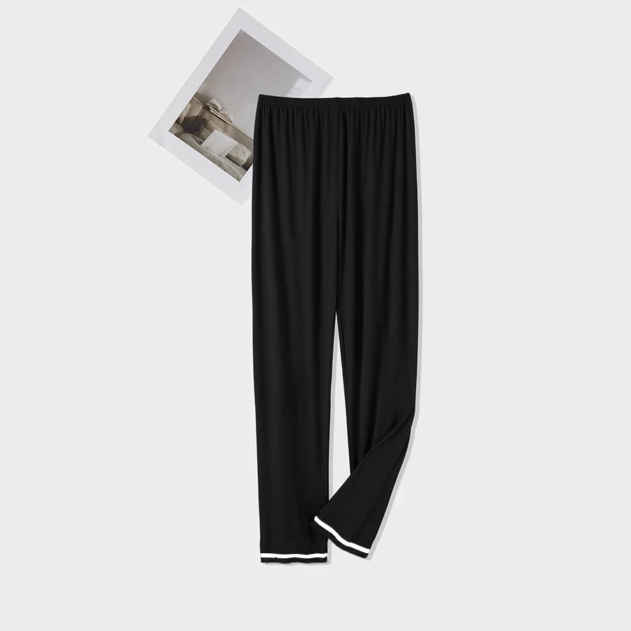 Good-Looking Men's Pajama Pants for Spring, Autumn, and Summer, Thin Long Pants, Plus Size, Loose Plaid Home Pants for Middle-Aged Dads