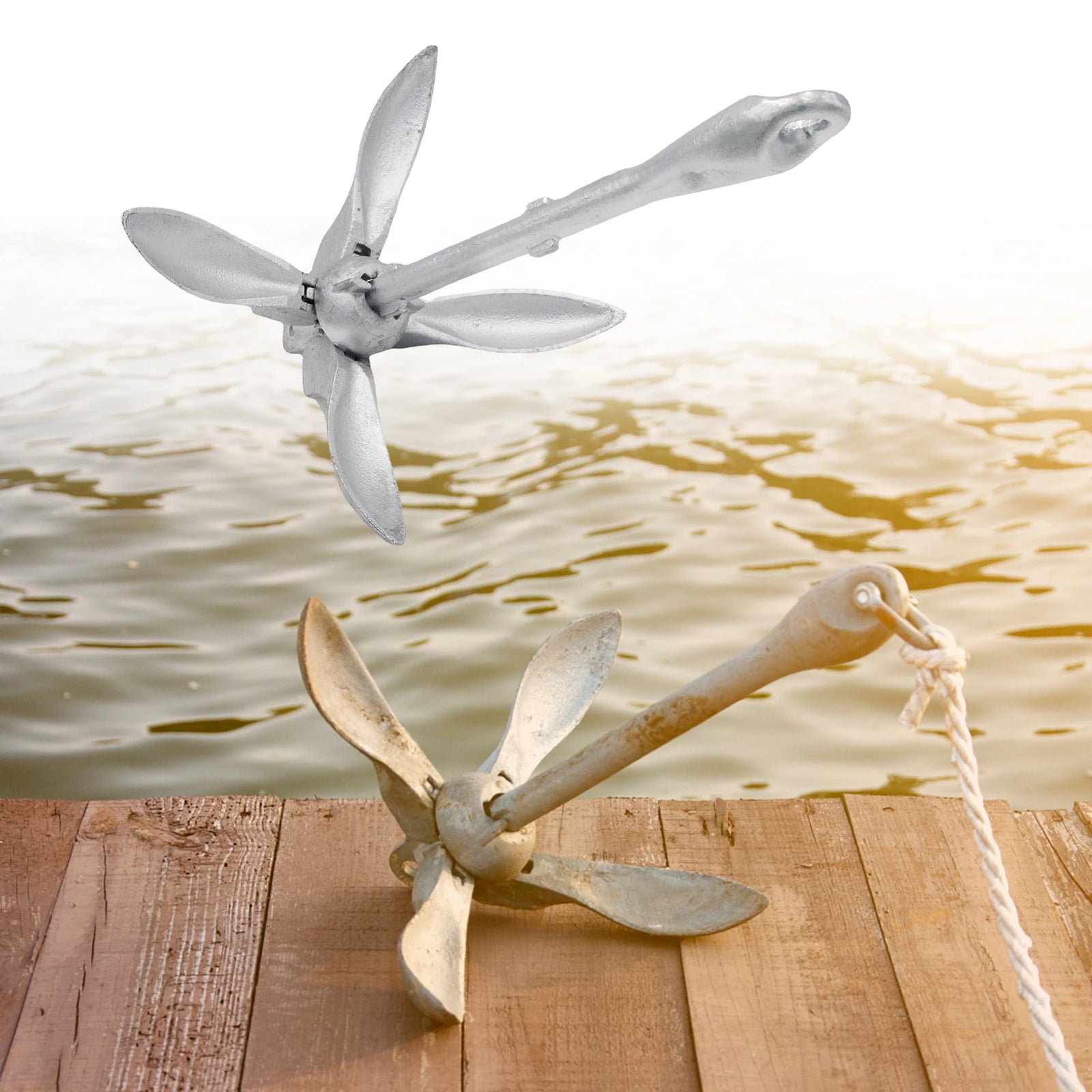 Grapnel Boat Anchor Portable For Paddle Boards Small Watercrafts Canoes Foldable Grapnel Boat Anchor Galvanized Sturdy