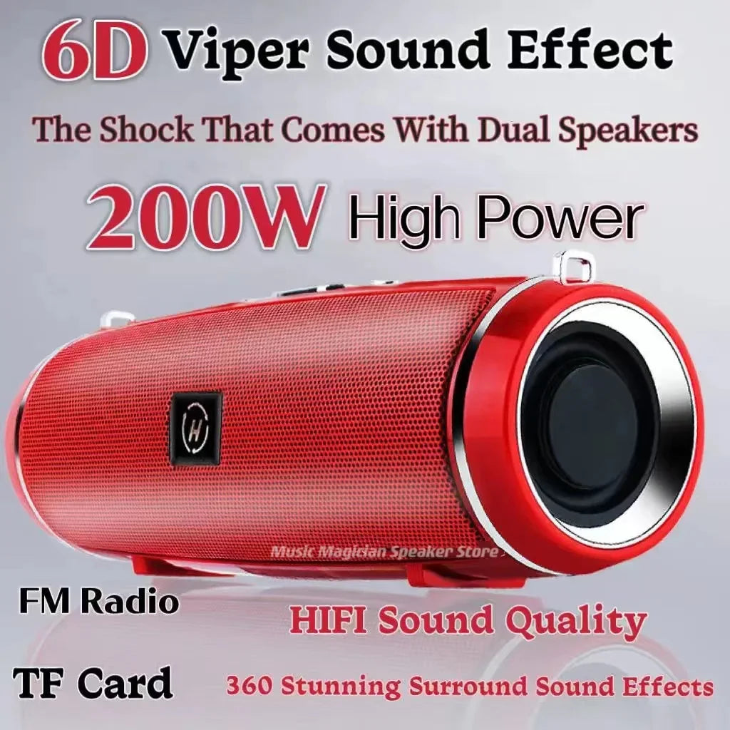 Caixa De Som  Portable Wireless Speaker Bluetooth 200W High Power Outdoor Audio 3D Stereo Surround TWS FM Voice RHDE Promotion