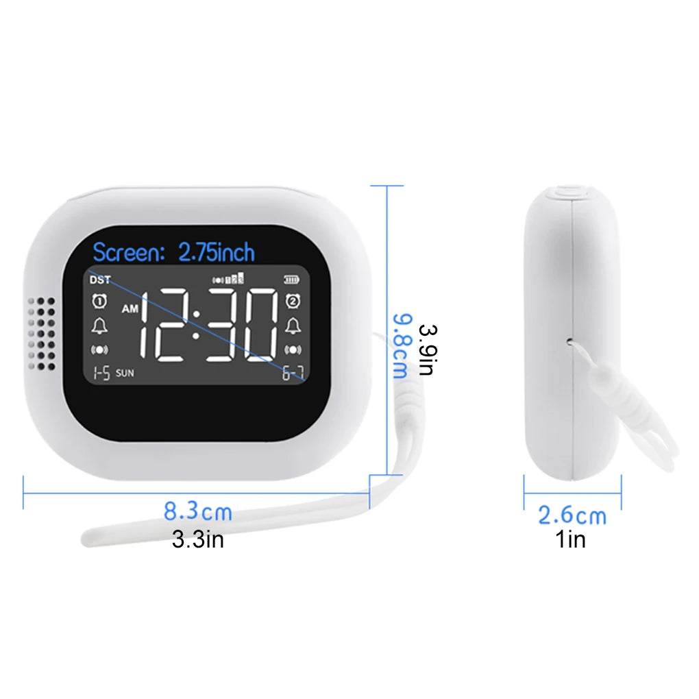 Vibrating Digital Dual Alarm  Built-in Radio Function Portable Mini Clock Three Alarm Modes Charging Alarm Clock For Elderly