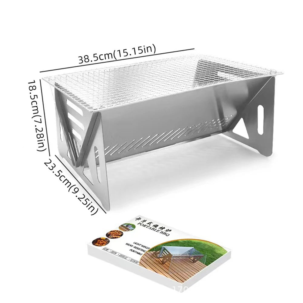 Wood Burning Camp Stove Picnic BBQ Burner Portable Folding Backpacking Stove with Grill-Grid Wood Fire Stove for Outdoor