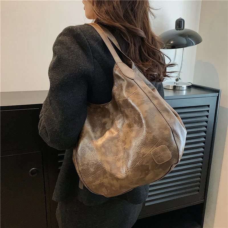 Womens Hand Bags Soft PU-Leather Shoulder Bags Ladies All-Matching Shopping Dating Bag Large Capacity Crossbody Bag Gift