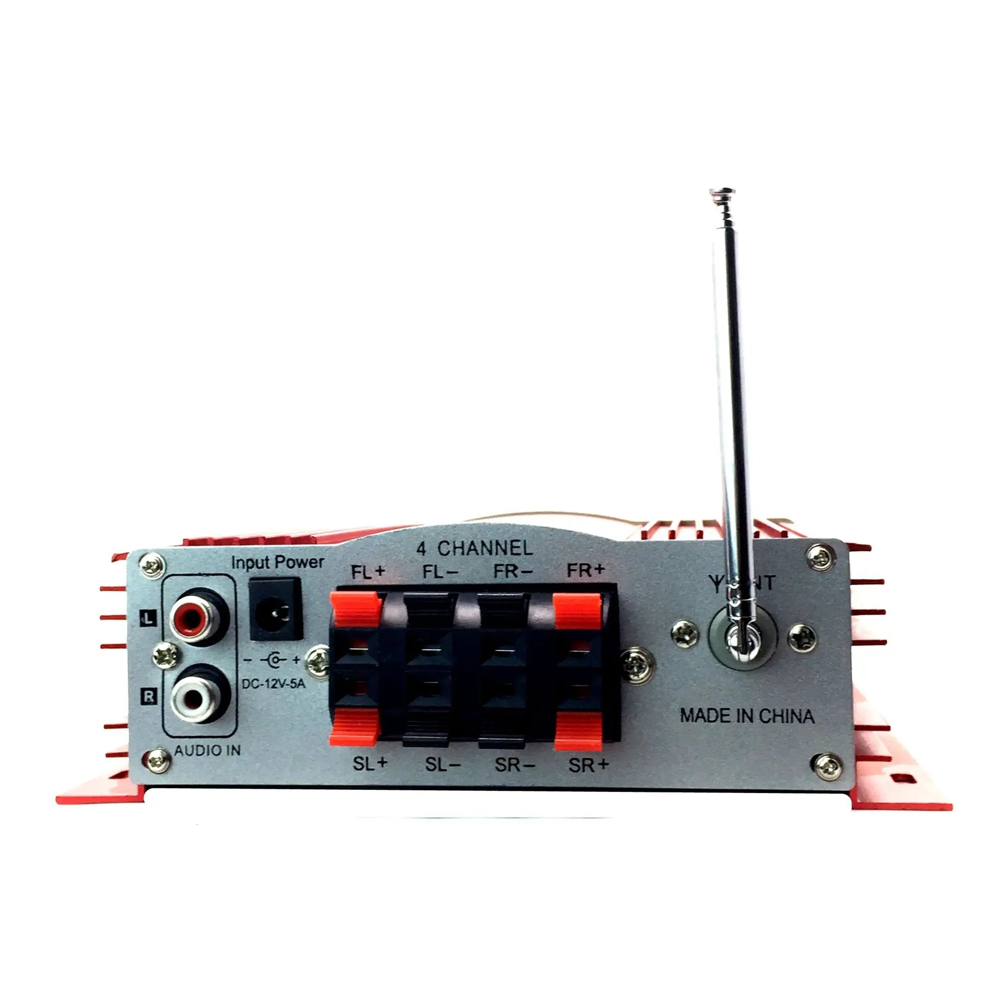 Hi-Fi Car Stereo Amplifier Four-channel Output Speaker 12V Plug-in Card Usb Lcd Display Power Player Auto Remote Control