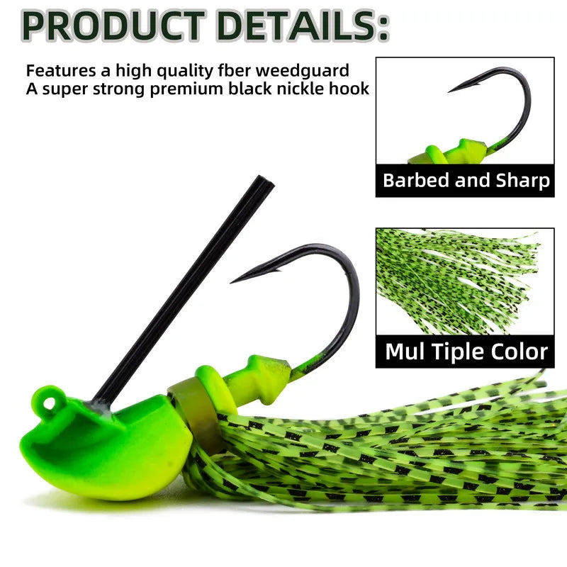 1PCS spinnerbait buzzbait Anti-barb fishing lures Black Large Mouth Bass Fish Beard Pike Rubber Jig Fishing Bait