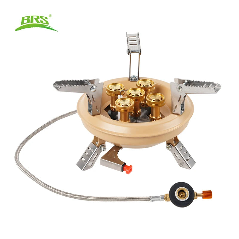 16000W Camping Gas Burner Mini Camp Stove Portable 5-Core Strong Power Gas Stoves Tourist Picnic Furnace BRS-201 For Camping