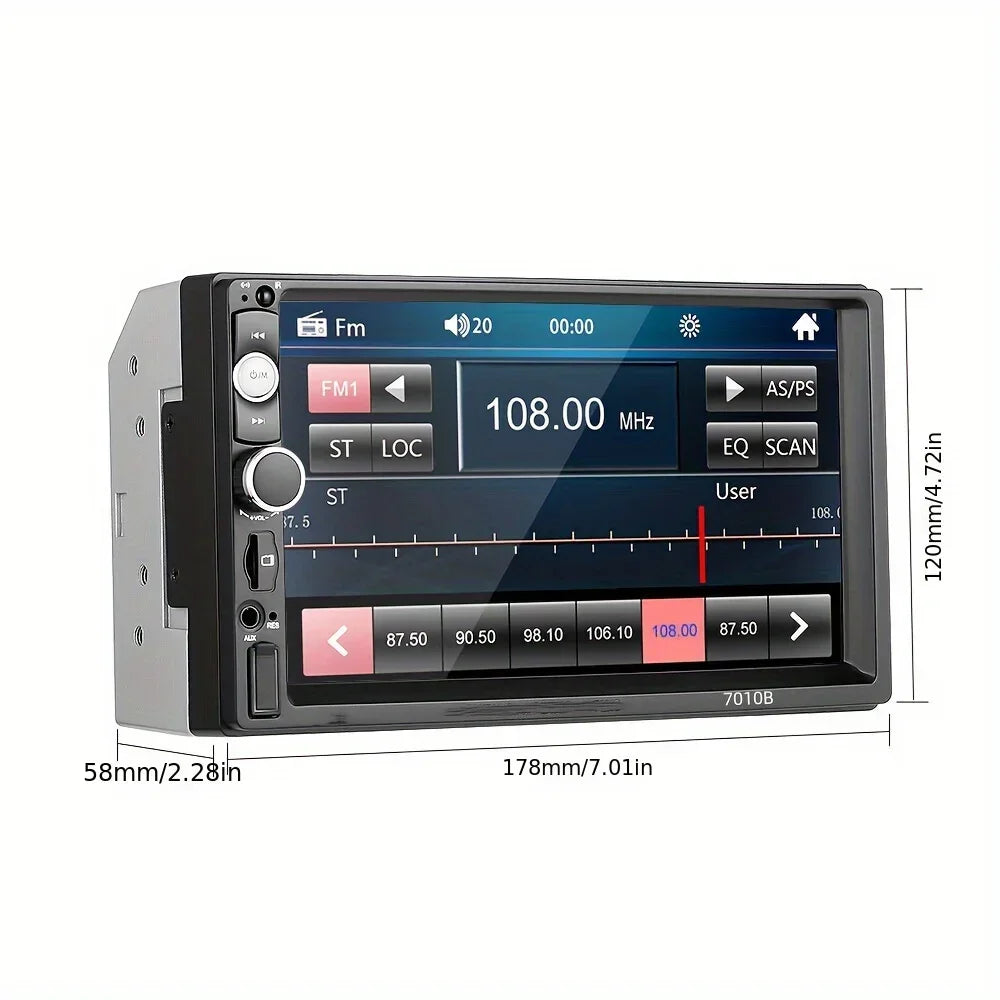 Car Stereo Radio 7 Inch HD Double Din MP5 Player, Touch Screen, USB, TF, FM, AUX, Mirror Link