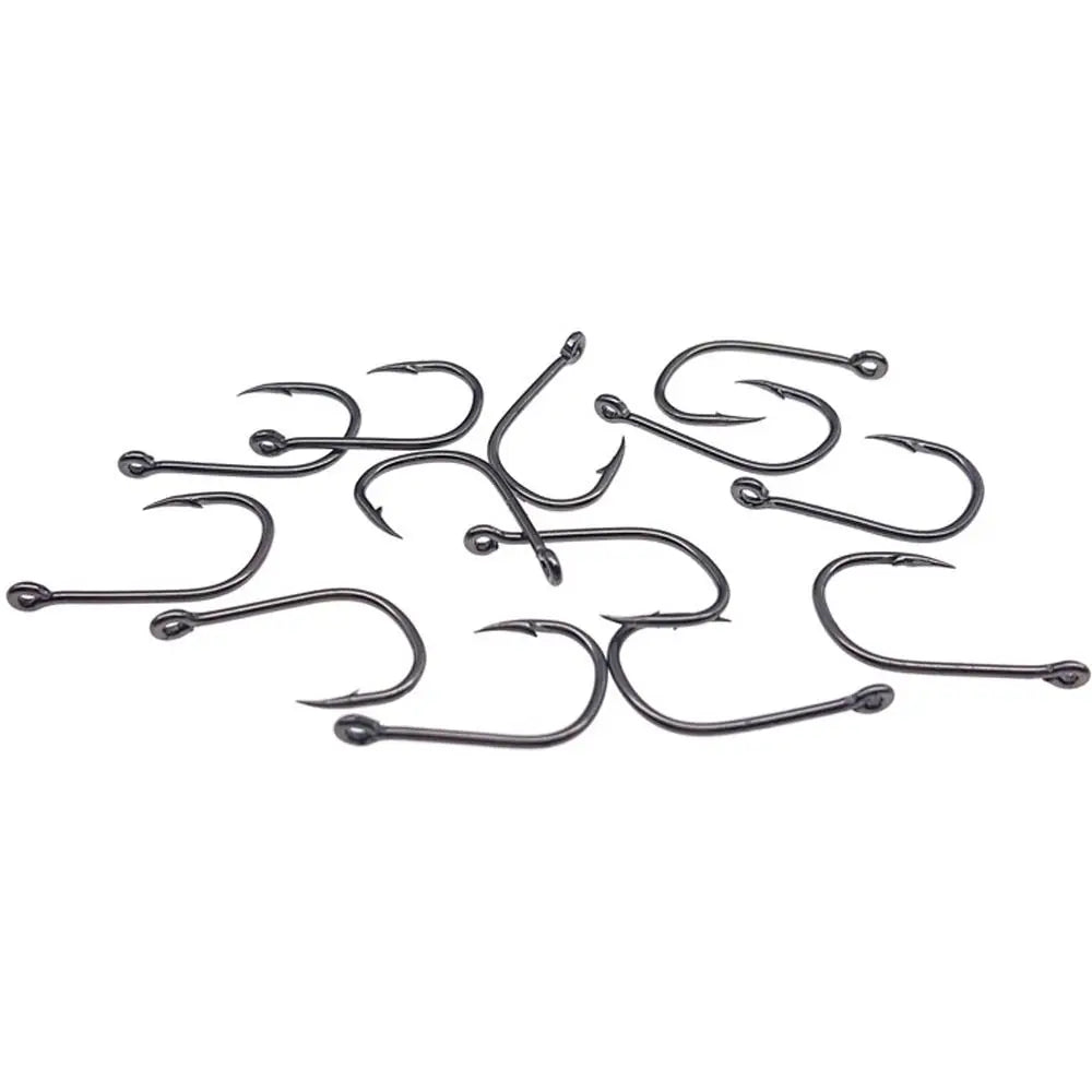 100PCS #3-#12 Fishhook Barbed Hooks Silver Black Gold High Carbon Steel Freshwater Fishing Hooks Sharp Jigging Carp Fishhooks