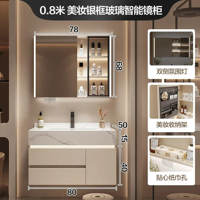 Partitions Storage Bathroom Cabinet Organizer Mirror Wall Shelves Accessories Toilet Cupboard Luxury Gabinete Home Furniture