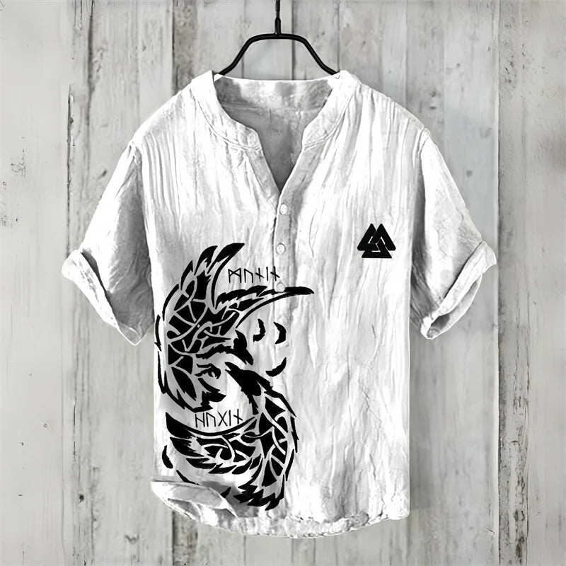 Spring and summer men's and women's shirts, fashionable shirts, casual fish pattern Hawaiian style printed shirts, linen tops