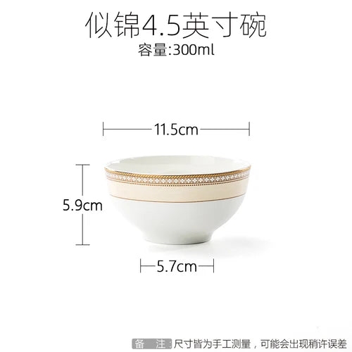 Delicate Bone China Bowl Saucer Luxury Gold-plated Dinner Plate Coffee Cup Hotel Restaurant Dinnerware Dinner Cooking Fish Plate