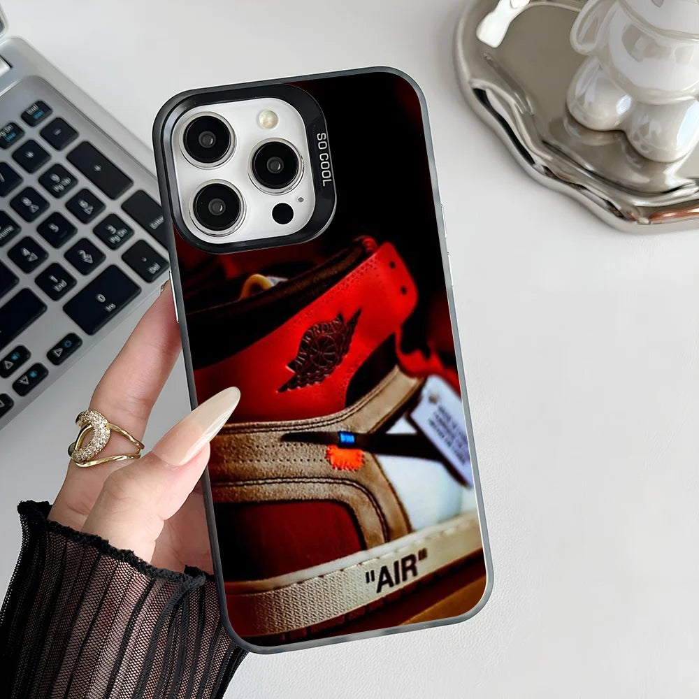 JORDAN 1 Designed And Sold By Phone Case IMD Color Silver Shell For IPhone 16 15 14 13 12 11 Pro Max Plus