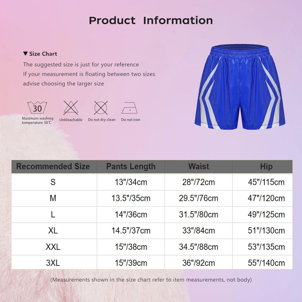 Swimwear Mens Wet Look Athletic Running Swim Shorts Athletic Beach Swimming Trunks with Pockets Stripes Elastic Waistband Shorts