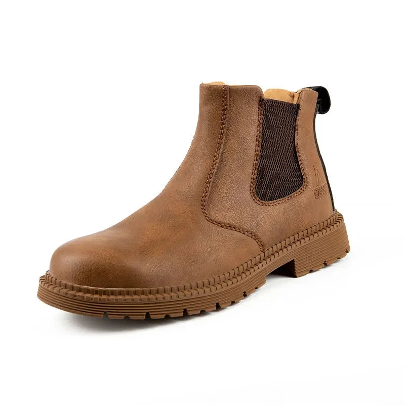 Mens Work Boots 2025 Fashion Outdoor Leather Steel Toe Indestructible Shoes Men Anti Slip Puncture Proof Safety Shoes Boot Man