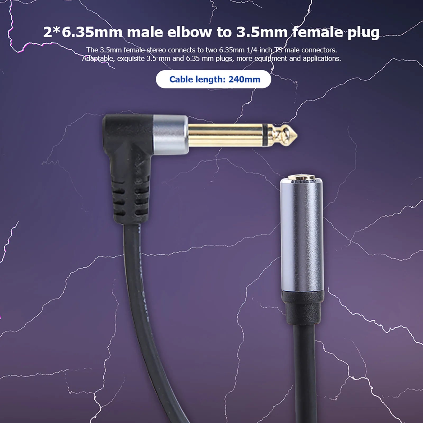Stereo 3.5mm 1/8 TRS To Dual 6.5mm Y Splitter 6.35mm to 2x6.35mm Jack Adapter Audio Extension Cable for Amplifier Speaker Mixer