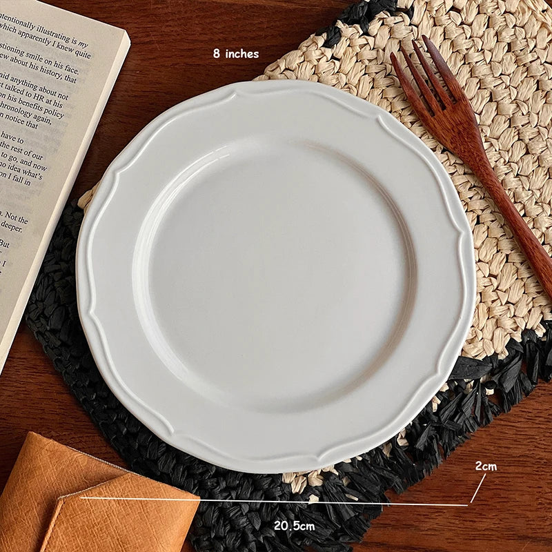 Ins Style White Ceramic Dinner Plates Household Versatile Bread Plate Exquisite Restaurant Serving Disc Nordic Dessert Tableware