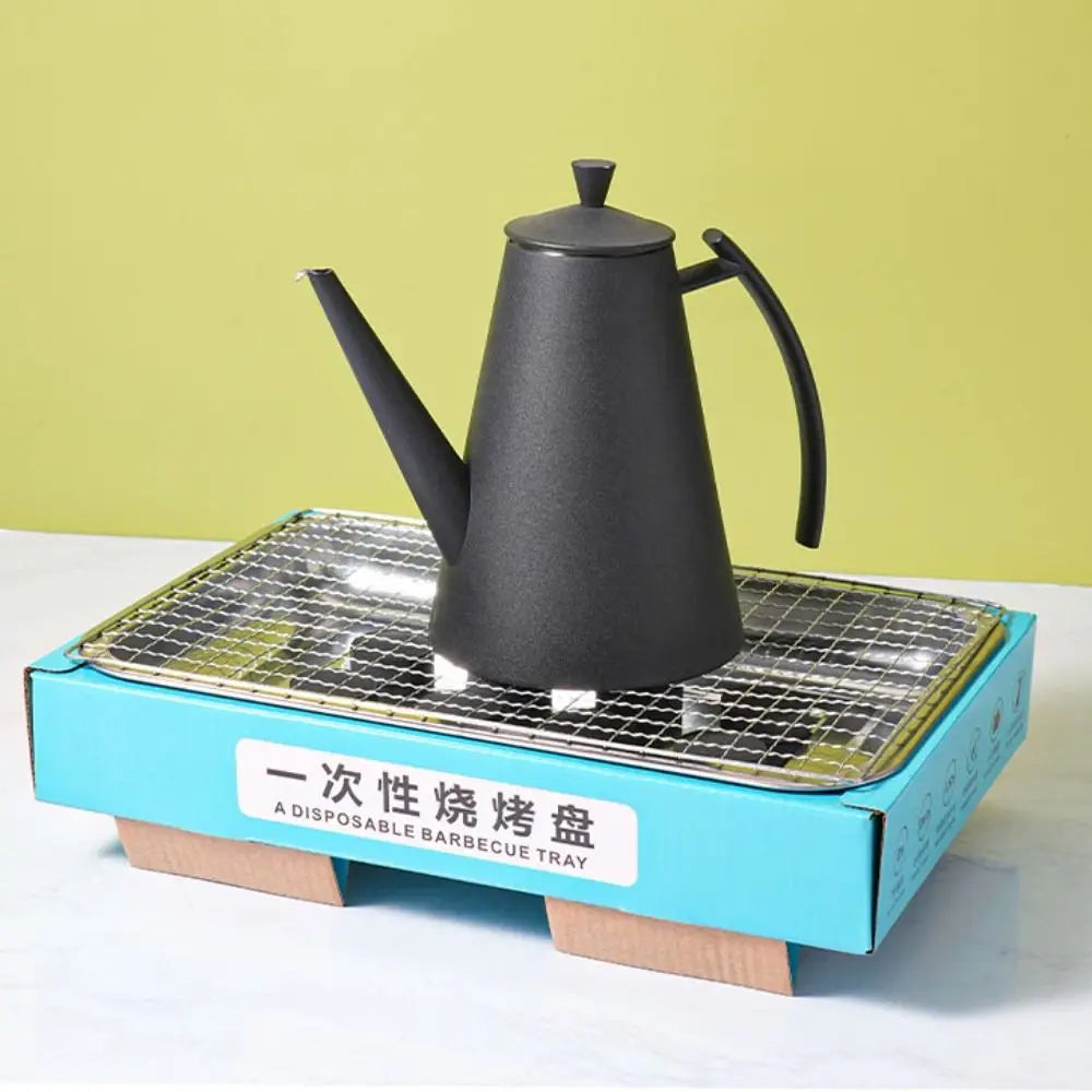 Household Disposable Barbecue Grill Smokeless Anti-scalding Shell BBQ Grill Rectangular with Brush Charcoal Grill Outdoor