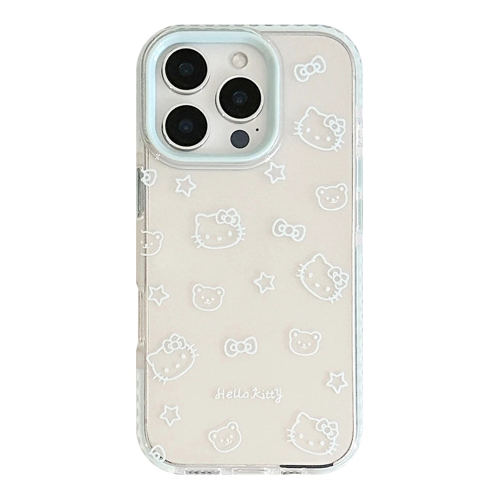 Bow Transparent Phone Case For iPhone 17 16 15 14 13 12 Pro Max Cute Cartoon Sanrio Hello Kitty Shockproof Protective Soft Cover