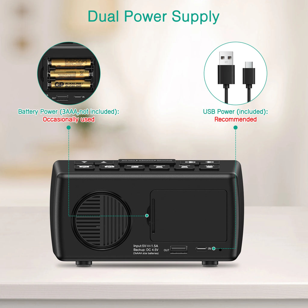 ORIA  Alarm Clock Radio Digital FM Radio Clock with Snooze and Adjustable   Volume Bedside LED Clock with Dual Alarm for Home