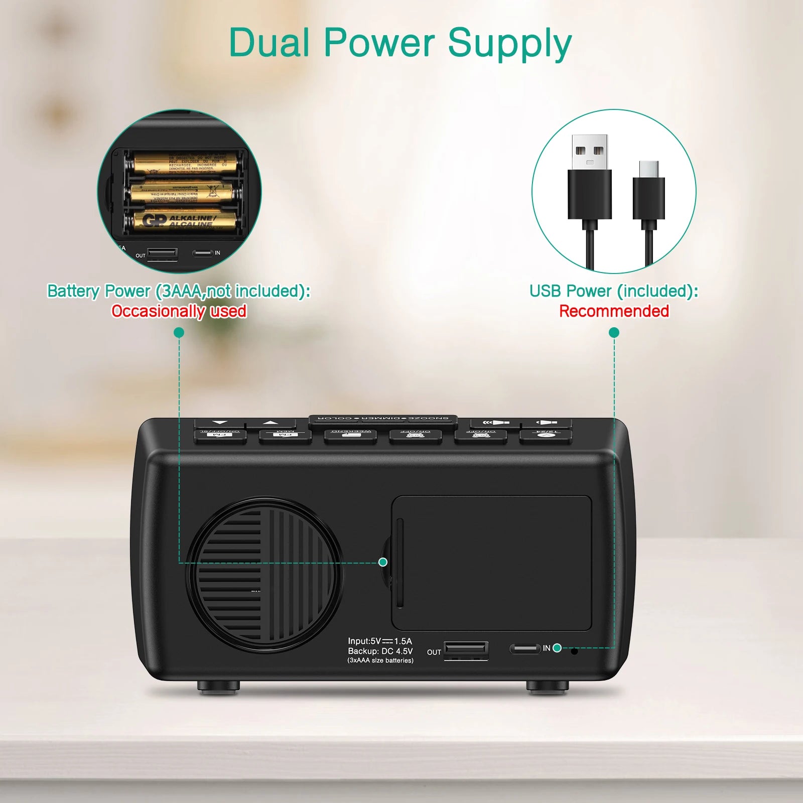 ORIA  Alarm Clock Radio Digital FM Radio Clock with Snooze and Adjustable   Volume Bedside LED Clock with Dual Alarm for Home