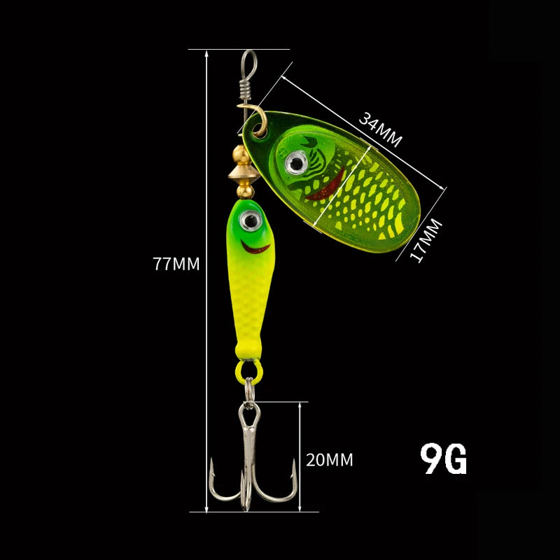 LUSHAZER Fishing spinner bait 9g spoon lure metal baits treble hook isca artificial fish wobbler feeder carp spinnerbait