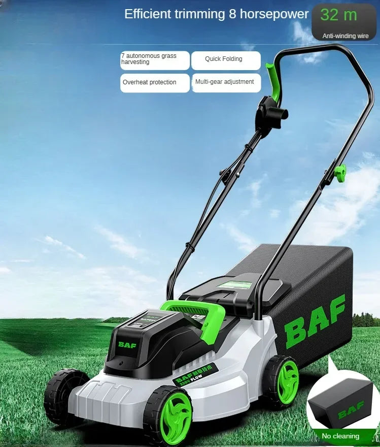 High-Power Electric Lawn Mower - Perfect for Large Yards, Push-Style Efficiency and Corded Operation Included