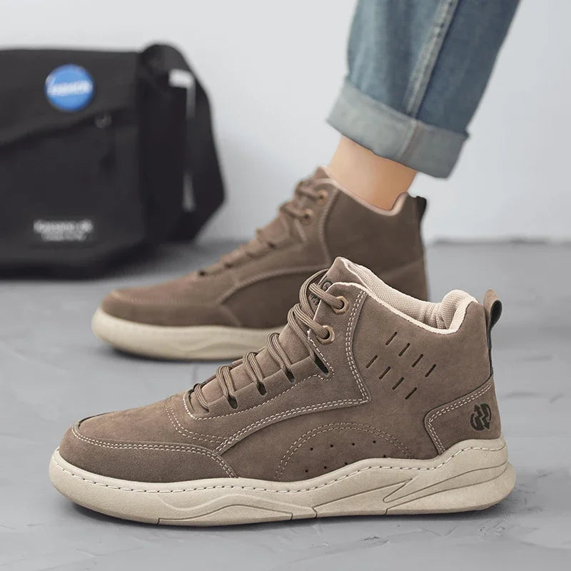 2026Men's Shoes Fashion Outdoor Casual Shoes Men's High Top Sneakers Lace Up Ankle Boots Mens Motorcycle Boots Botas Para Hombre