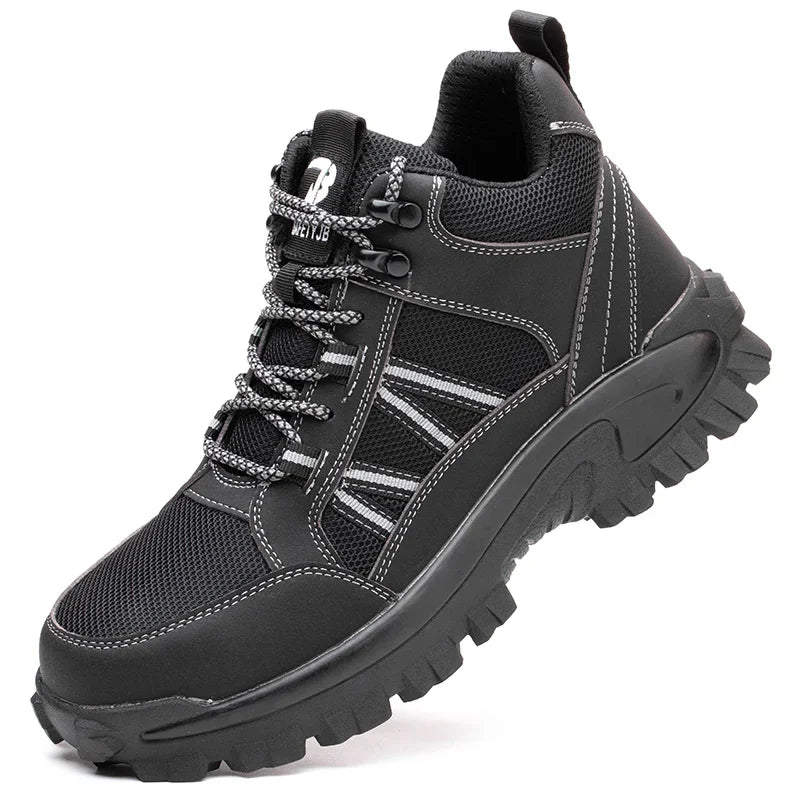 Mens Work Boots 2025 Fashion Outdoor Leather Steel Toe Indestructible Shoes Men Anti Slip Puncture Proof Safety Shoes Boot Man