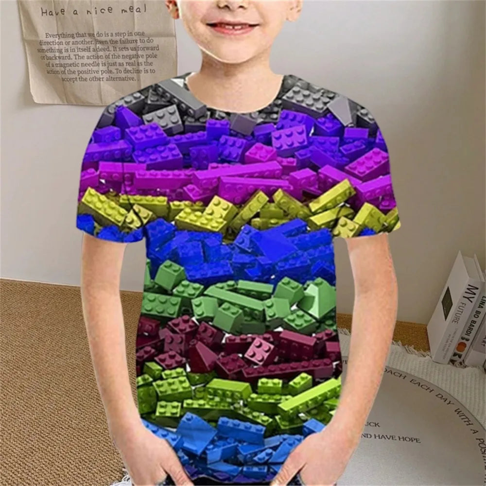 Kids Clothes Colored Particles T-Shirt Boy Girls Children Clothing for Boys Child Top Summer Short Sleeve Casual T-Shirt 7 to 10