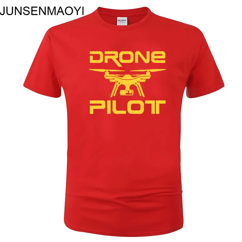2025 New DRONE PILOTUAV Funny Printed T Shirt Summer Casual Cotton Short Sleeve O-Neck Men Clothing Brand Tee Plus Size XS-XXXL