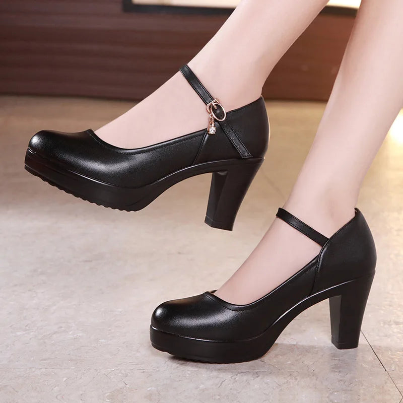 2025 Girls' Shoes New Women High Heels Ladies Work Shoes Wedding Party Shoes Platform Pumps Women Genuine Leather
